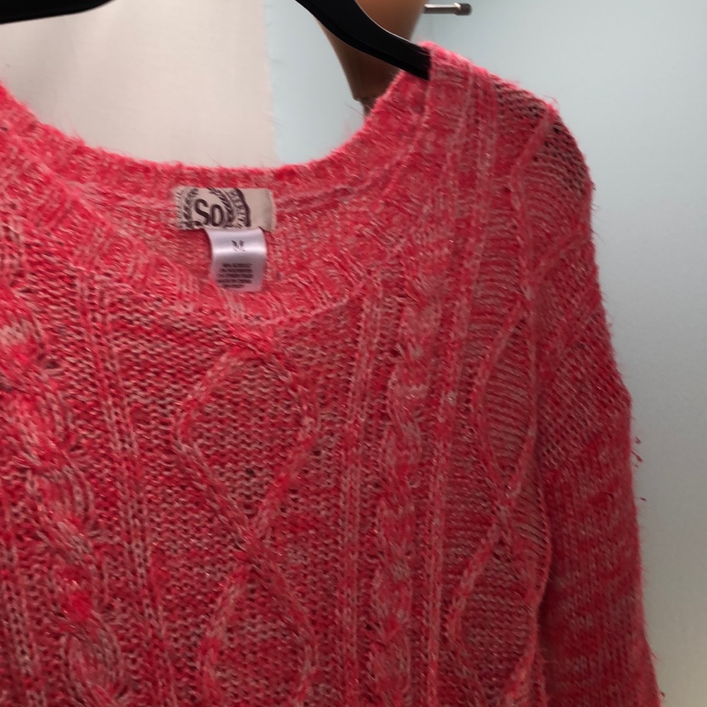 Hot pink cable knit sweater